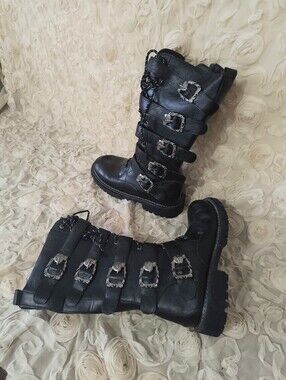 Black Buckle Combat Boots